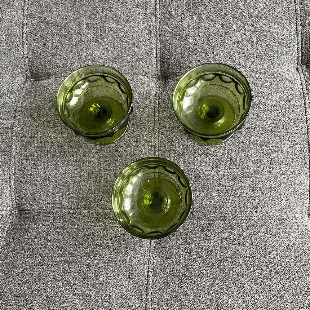 EUC Indiana Glass King's Crown Thumbprint Sherbert Dish - Set of 3